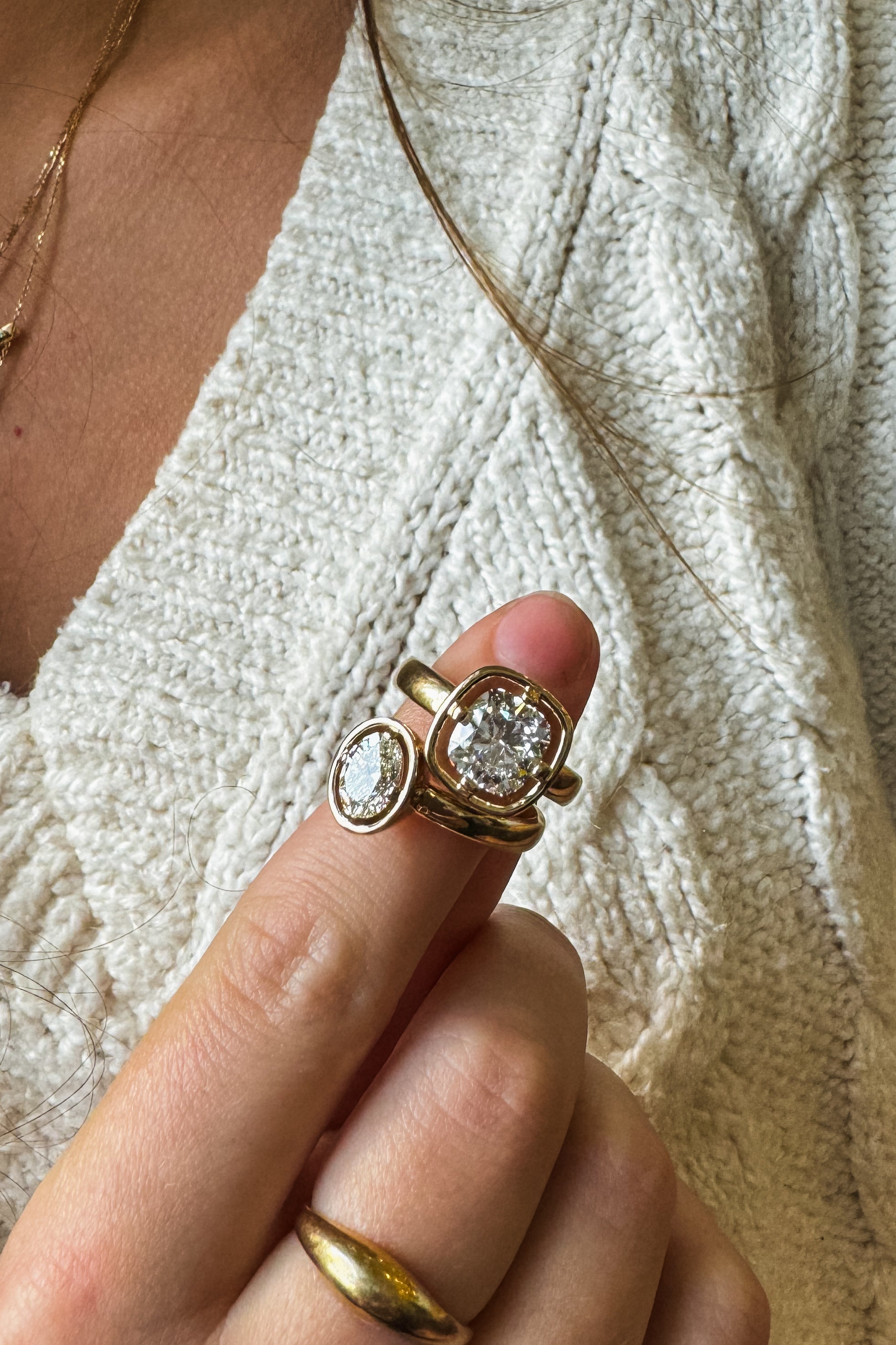 Floating Picture Solitaire Cushion Cut Diamond Engagement Ring, image size:1965x2948