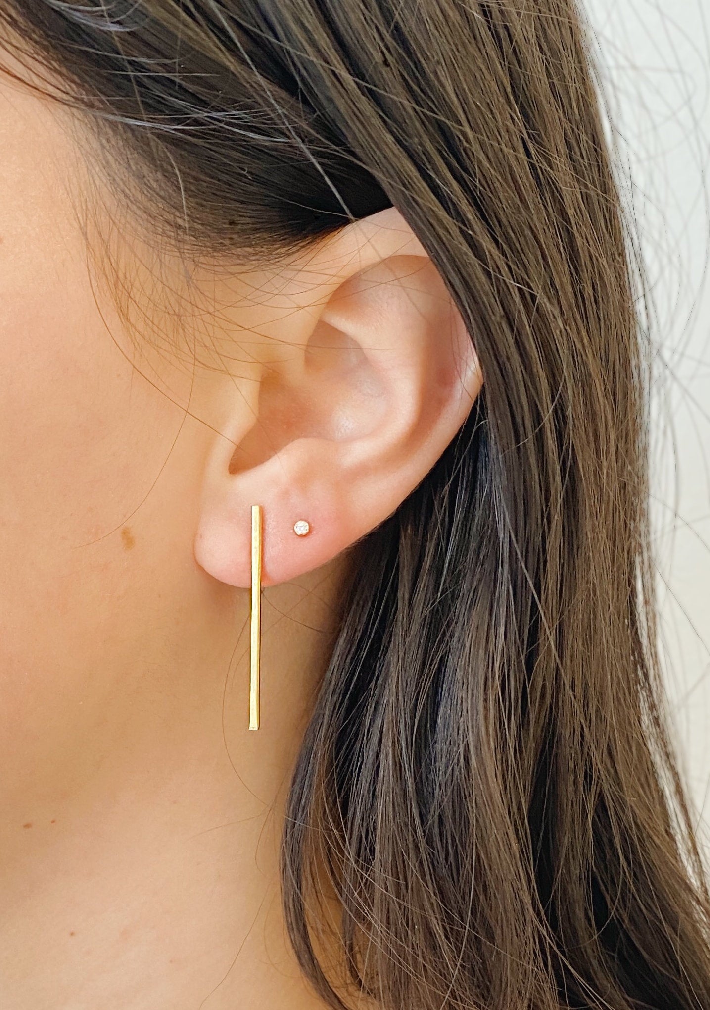 Straight Bar Stud Earrings Dime Regal