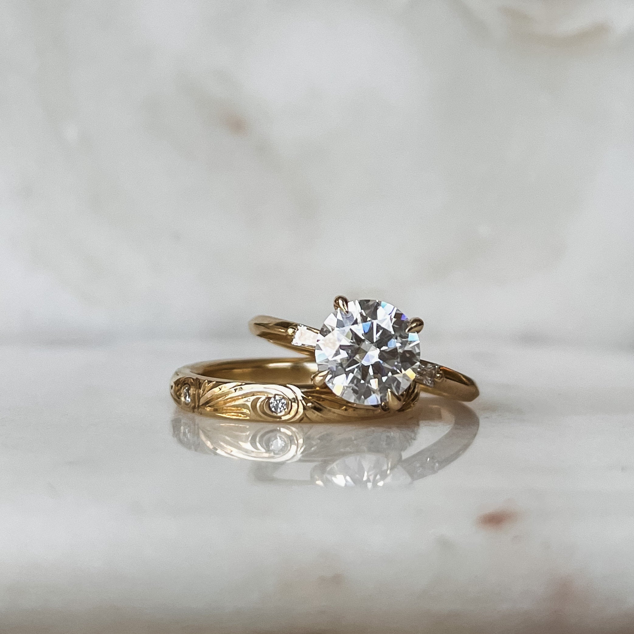 Art Nouveau Diamond Wedding Band Dime Regal